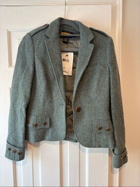 Ralph Lauren Rubgy Sage Green Wool-Blend Military Jacket